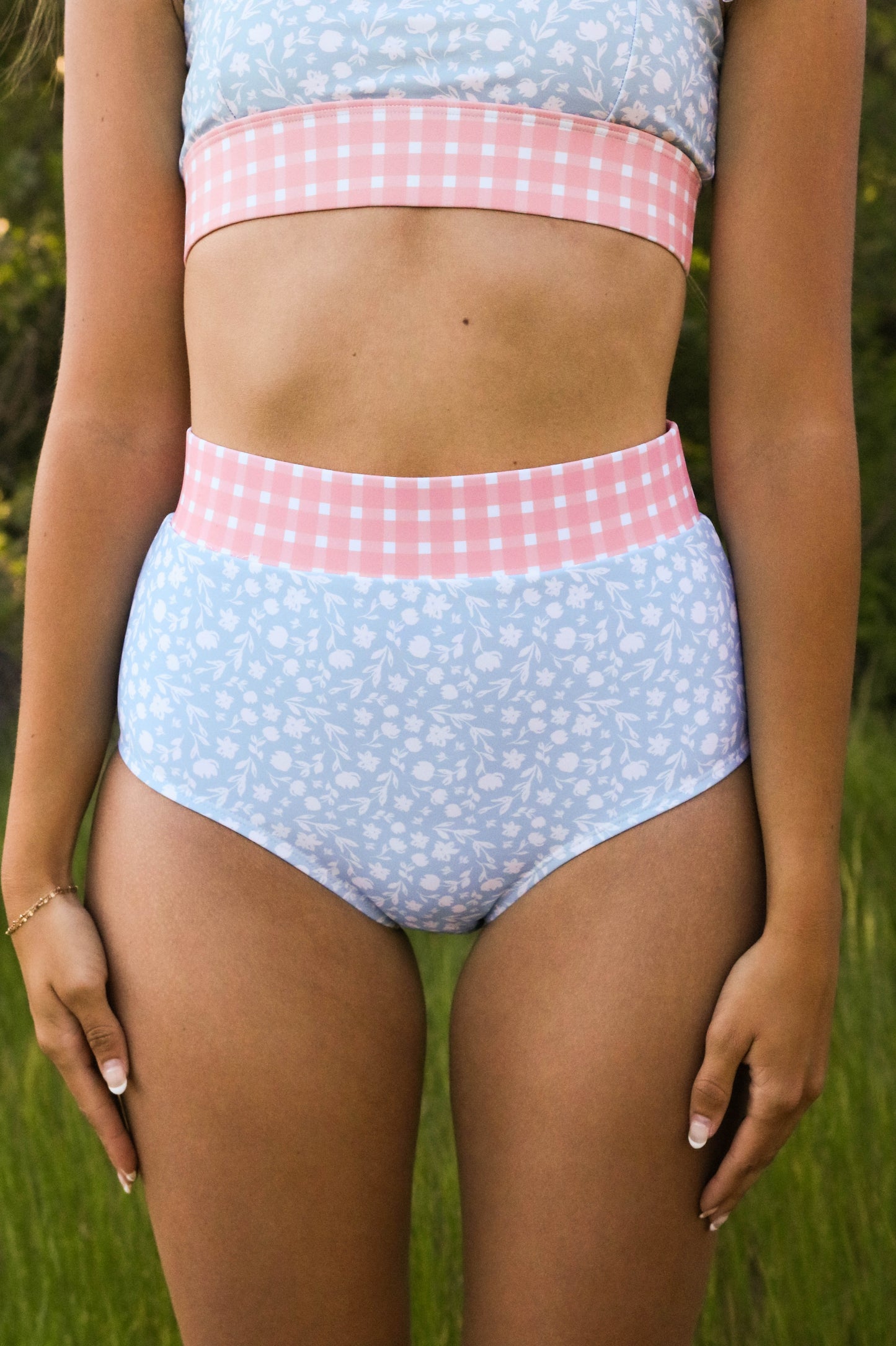 High Waisted Bikini Bottoms - Full Bum Coverage and Tummy Control in Coastal Floral