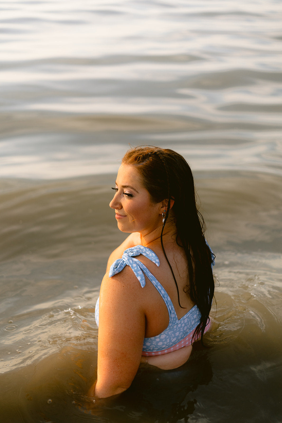 Tie Bikini Top - Adjustable Tie Straps and Bust Support in Coastal Floral